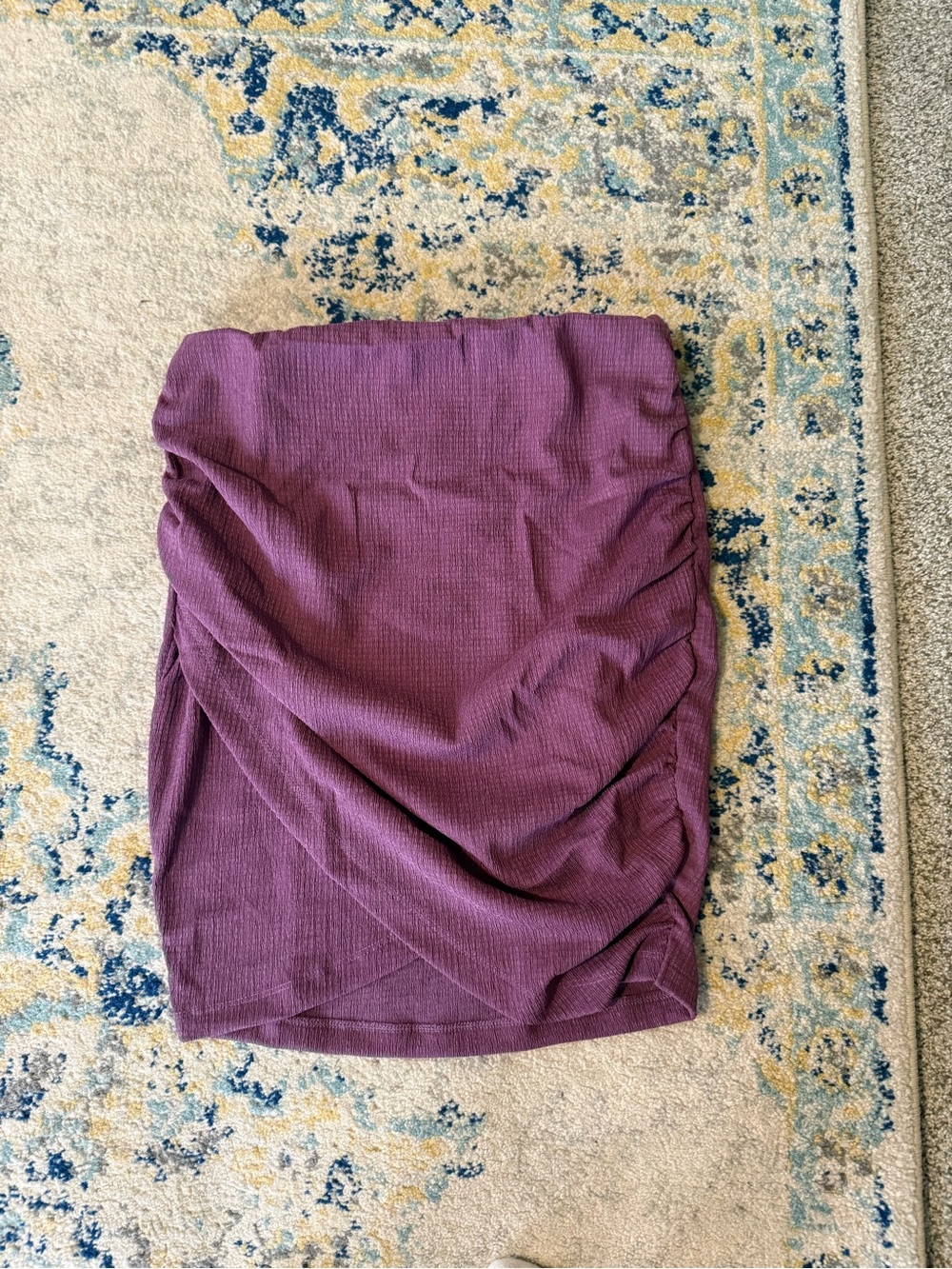 Free People Plum Ruched Wrap-Front Mini Skirt